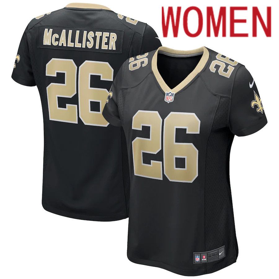 Women New Orleans Saints 26 Deuce McAllister Nike Black Game Retired Player NFL Jersey